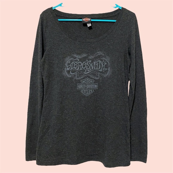 Harley Davidson Motorcycles + Aerosmith Collab Long-Sleeve Top - Picture 1 of 5